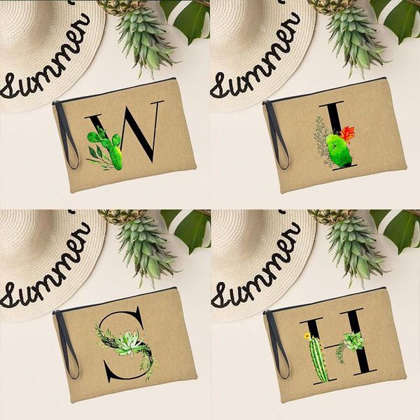 

storage bags letter plant women cosmetic bag makeup organizer travel case for female toiletry pouch lady beach handbag
