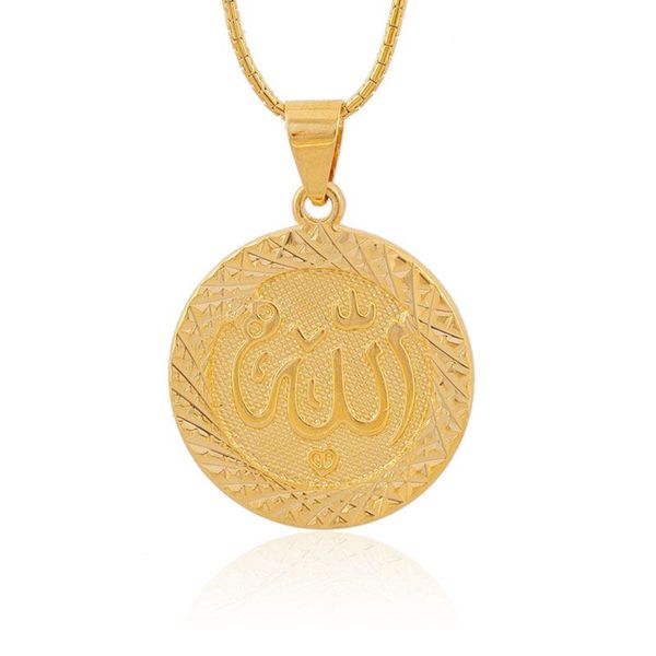 

fooderwerk jewelry 2021 middle east religious round pattern pendant necklace male copper alloy gold necklaces, Silver