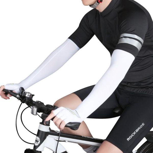 

elbow & knee pads 2pcs outdoor cycling long finger ice silk cool arm sleeves quick dry uv sunscreen cuff breathable warmer, Black;gray