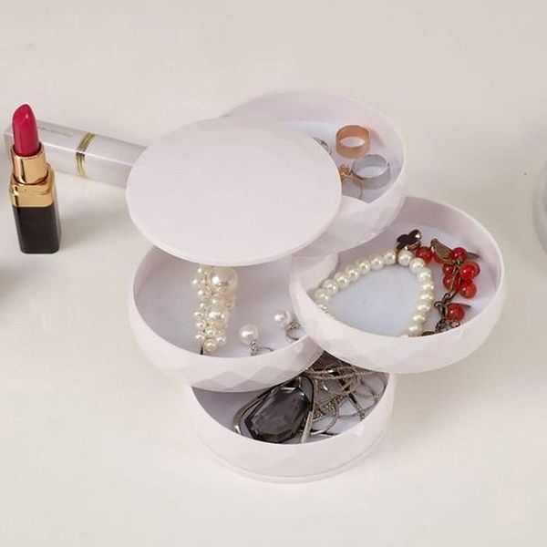 

bathroom storage & organization 4 layers rotatable jewelry necklace bracelet box case holder organizer makeup organizers