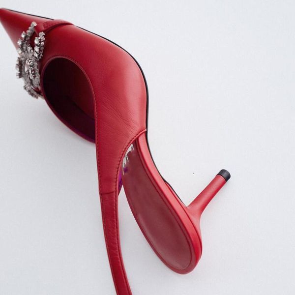 

slippers blingbling crystal women dress shoes pointed toe red slingbacks pu7r, Black