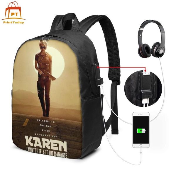 

backpack sarah connor backpacks men - women shopper bag trendy pattern teen bags