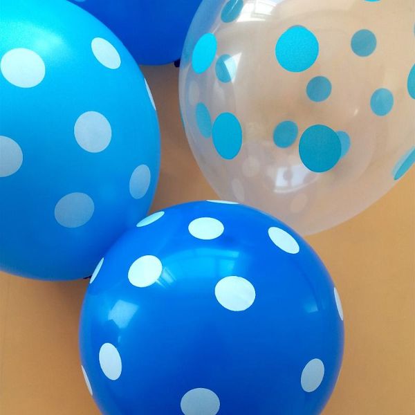 

party decoration 50pcs/lot blue polka dots 12 inch 2.8g transparent balloon birthday wedding helium balloons