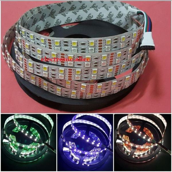 

strips dc12v 5m double row smd 600 rgbw rgb white flex led strip light 120led/m