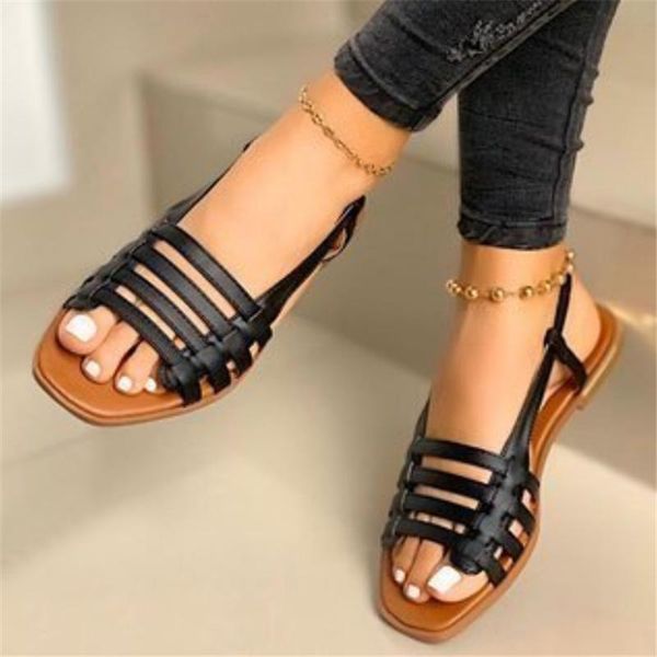 

sandals 2021 summer women fashion low-heeled open-toe outdoor beach non-slip shoes zapatos de mujer, Black