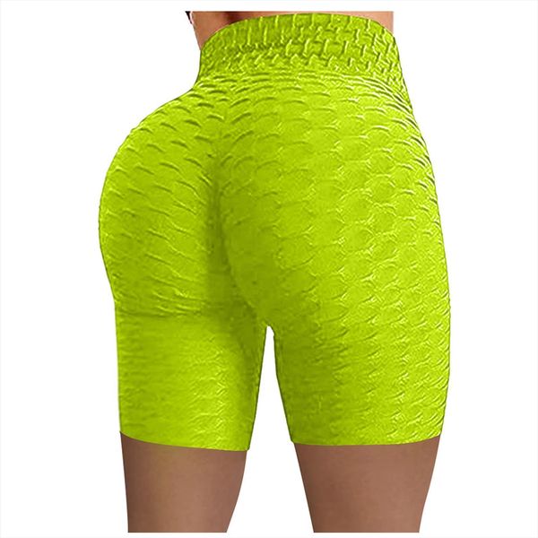 

fitness casual high women shorts elastic waist push up wrinkled hip stretch running leggings workout biker femme, White;black