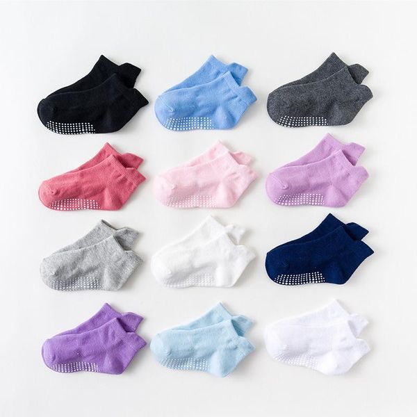 

6pairs socks for baby boy girl solid color soft cotton non-slip soled born toddler floor winter autumn, Pink;yellow