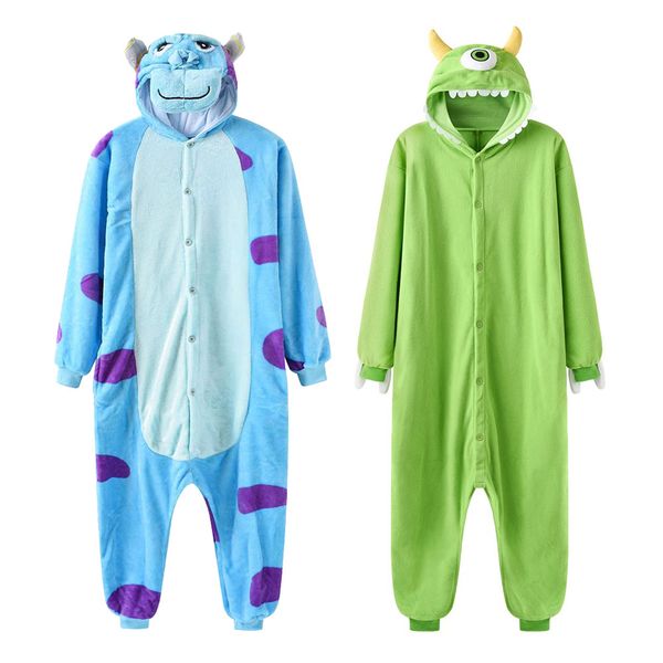 

sully mike kigurumis cartoon onesie couple overall winter funny cute homewear monster animal jumpsuit festival gift, Black;white