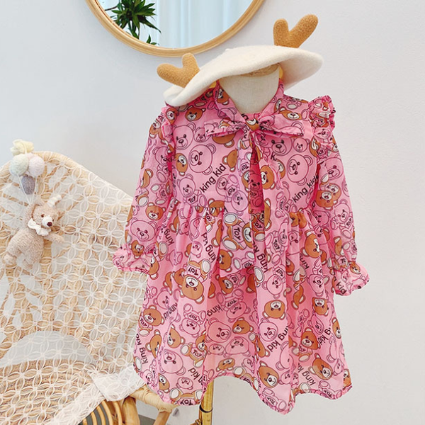 

pattern cartoon baby girl 2021 spring dress for kids clothes girls ruffles dance tutu dress children party clothing, White