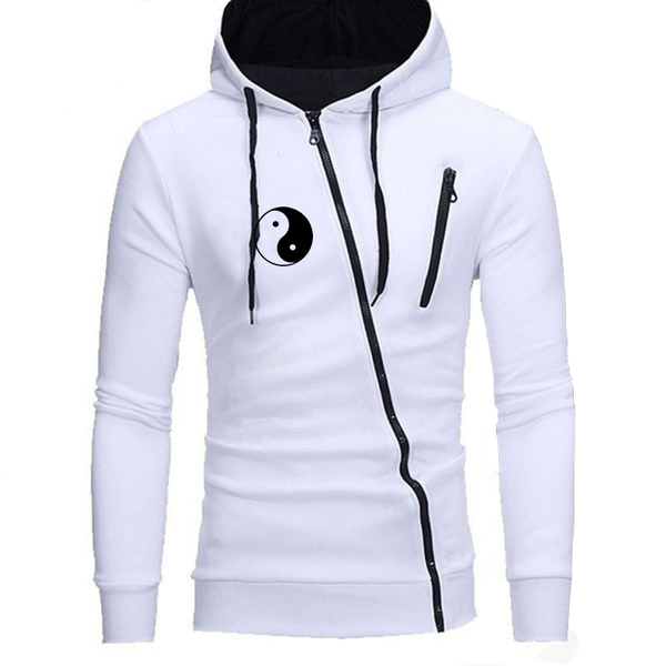 

fashion oblique zipper pocket patchwork fleece hoodie sweatshirt streetwear men's hip-hop casual pullover hooded hoodies & sweatshirts, Black