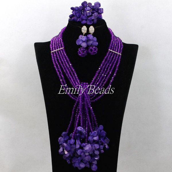 

earrings & necklace costume african beads bracelet jewelry sets purple crystal mix coral wedding set aij777, Silver
