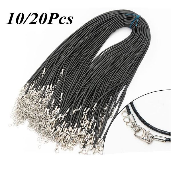 

chokers 10/20pcs handmade leather necklaces & pendant charms 1.5/2mm adjustable braided rope findings lobster clasp string cord diy gift, Golden;silver