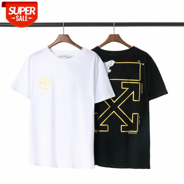 

gold line arrow pattern round neck pullover short sleeves #eq8e, White;black