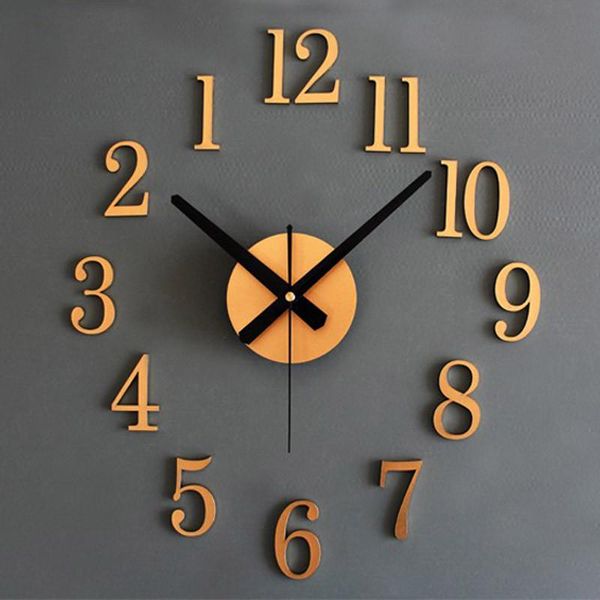 

wall clocks fashion home back in time true 3d stereo diy metallic clock z0314