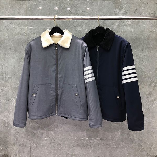 

men's hoodies & sweatshirts tb thom men's fashion brand jacket, warm casual wool lining, cashmere coat, thick wool, solid clothing, Black