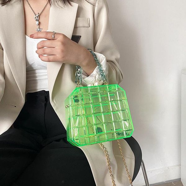 

evening bags transparent acrylic fashion box handbags for women chain shoulder plaid pearl buckle party clutch designer bag crossbody