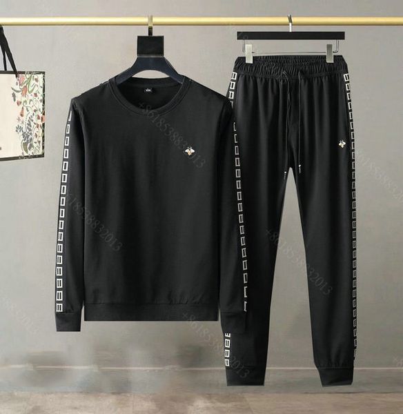 

winter 2021 fashion trend designer clothes tracksuit luxury for men hoodie coats couples embroidered bee tracksuits korean hoodies + pant ty, Gray