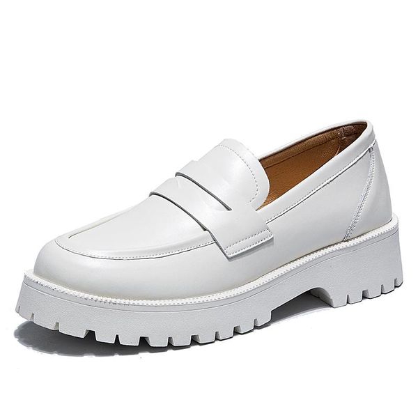 

dress shoes spring woman female british style 2021 thick-soled college casual loafers genuine leather girls school, Black