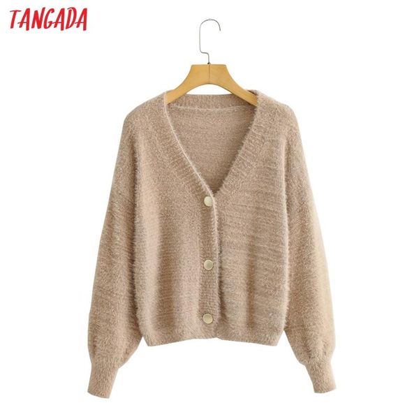 

women's knits & tees tangada women elegant fur cardigan vintage jumper lady fashion lantern sleeve coat bc62, White