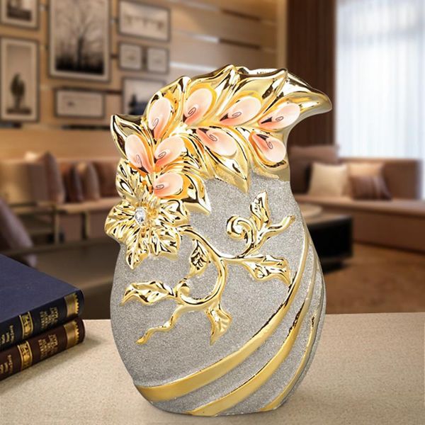 

vases jingdezhen scrub ceramic decorative floral flower vase home furnishing european gold ornaments crafts frosted tv cabinet