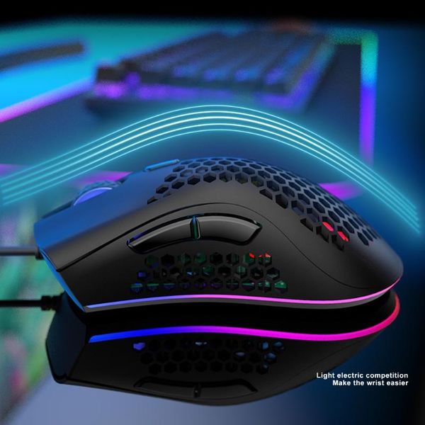 

mice lightweight m7 gaming mouse honeycomb shell ergonomic with soft rope cable for computer gamer peripheral