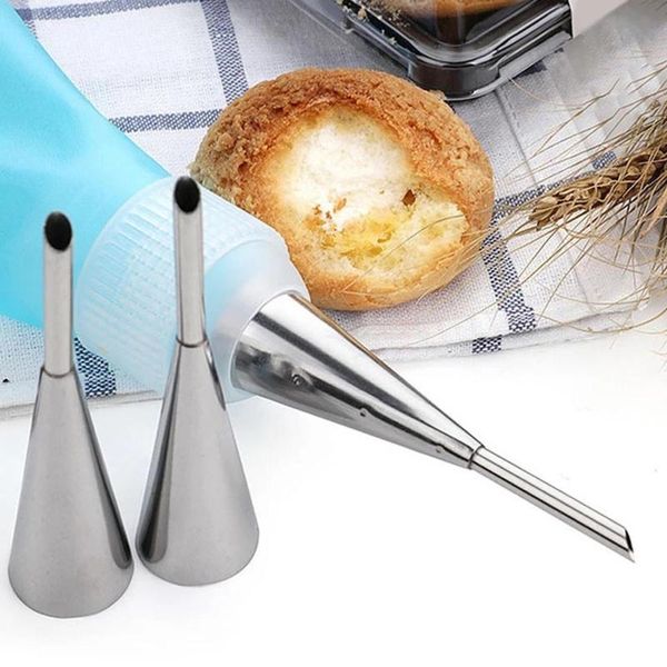 

baking & pastry tools 3pcs stainless steel cake piping decorating mouth cream puffs nozzles diy fancy