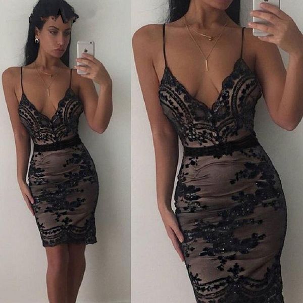 

elegant sequin evening party dress women deep v neck bodycon short christmas mesh beach summer vestidos casual dresses, Black;gray
