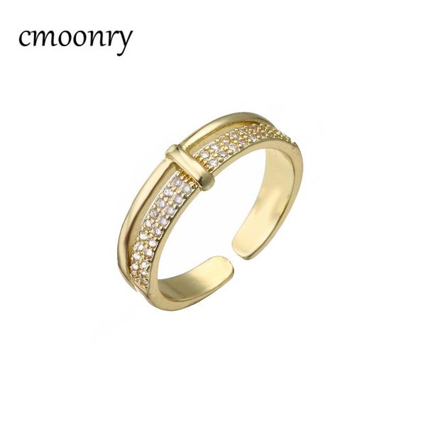 

wedding rings cmoonry 2021 fashion gold color geometric ring for women girl open design cz female engagement jewelry gift, Slivery;golden
