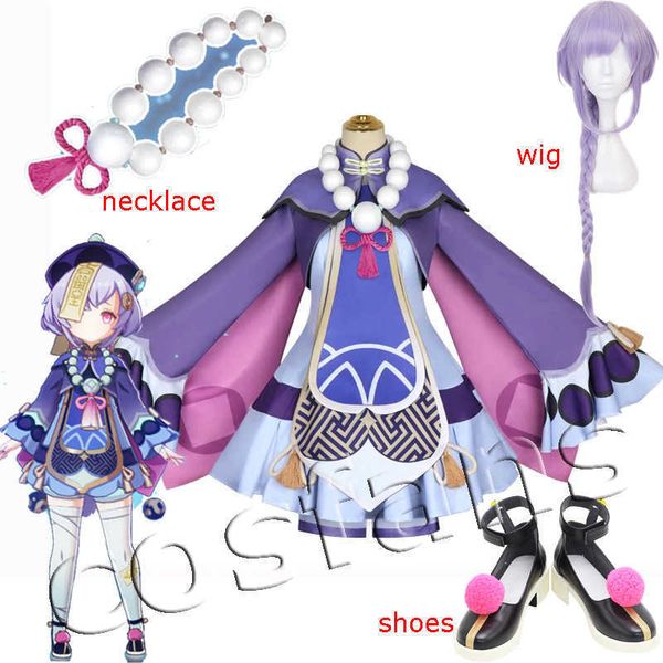 Projeto QIQI Cosplay Costume Genshin Impact Zombie Girl Dress Tops Calças Acessórias de anime Conjunto de Halloween roupas de Halloween natal y0903