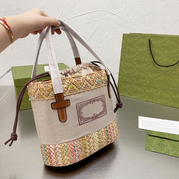 

fashion women straw drawstring totes bag luxury designer handbag shoulder bags shopping wallet purse handbags string basket