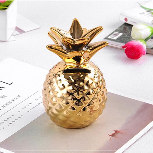 

decorative objects & figurines ceramic pineapple piggy bank coin saving money box kids gift for home desk office decor children gifts