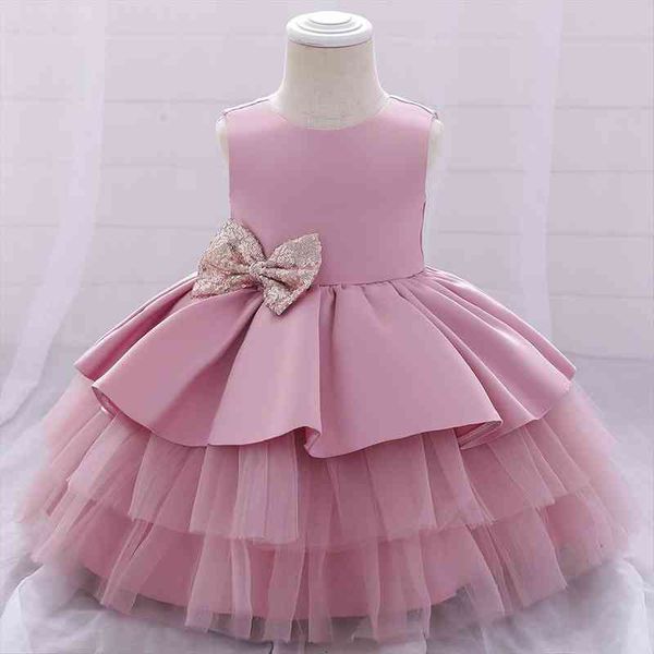 

european american yarn puffer girl dresses cake hollowed out baby one year old washing children birthday, Red;yellow