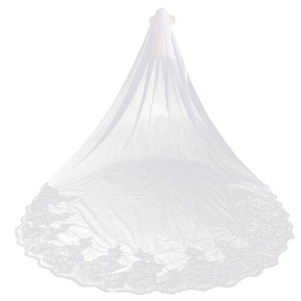 

bridal veils 1pc 4m wedding veil lace edge long paillette floor, Black