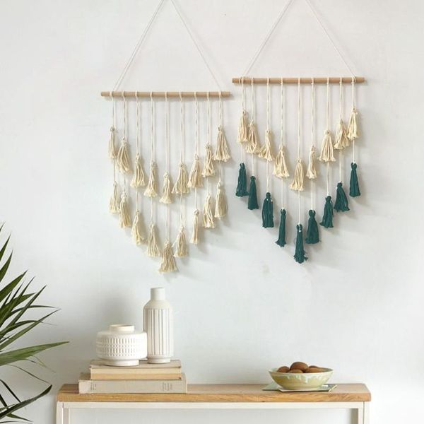 

tapestries macrame boho tapestry tassel cotton rope handmade nordic art wall hanging for living room bedroom home decor z026