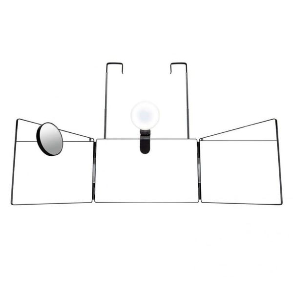 

compact mirrors anti-scratch universal coloring grooming 3 way mirror abs tri-fold self cut foldable for toilet