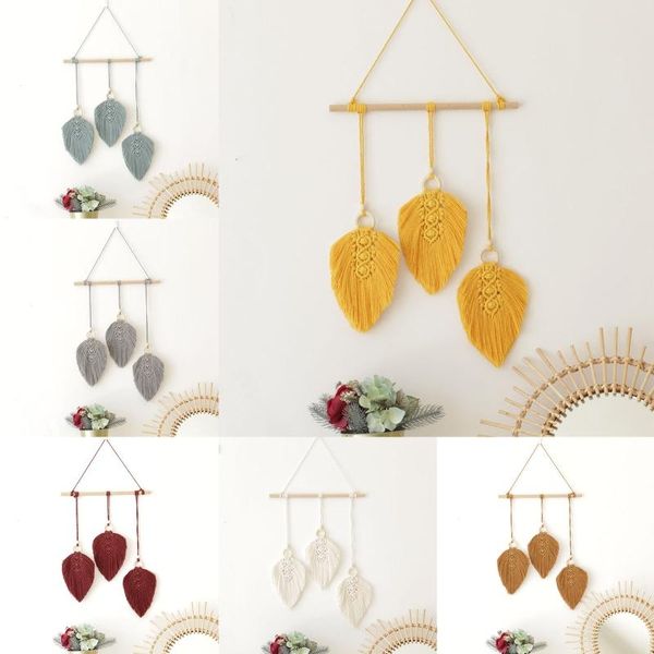 

decorative objects & figurines elegant hand-woven tassels leaves tapestry bedroom wall hanging pendant art d0ad