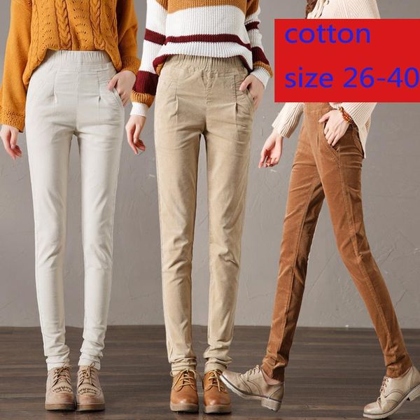 

women's pants & capris arrival corduroy plush thickened elastic waist casual large autumn winter cotton plus size 26-34 36 38 4, Black;white