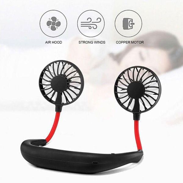 

electric fans usb mini fan hands-neck hanging air conditioner portable dual cooler summer sports