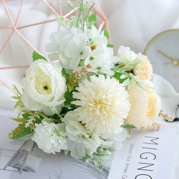 

bouquet artificial peonies home accessories wedding party scrapbook fake plants diy pompons rose flower decoration decorative flowers & wrea