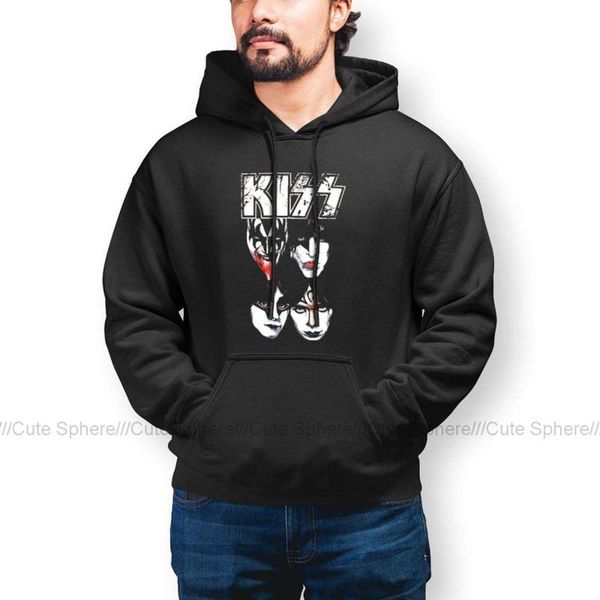 

men's hoodies & sweatshirts mens kiss band hoodie cool long length fashion winter streetwear pullover x, Black