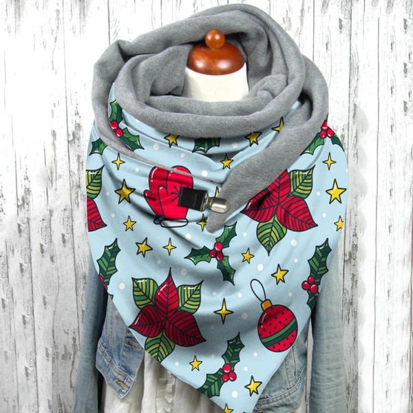 

scarves 40# women harajuku printing button soft wrap shawls head face neck gaiter outdoor scarf cover, Blue;gray