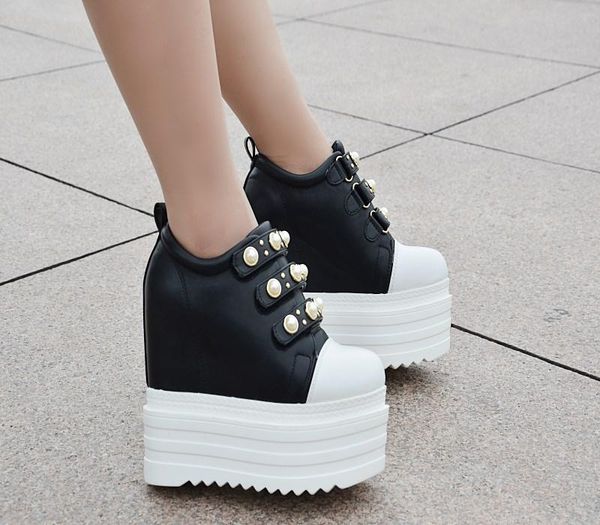 

dress shoes 2021 thick-soled wedges women's korean version of the versatile high-heeled increased casual, Black