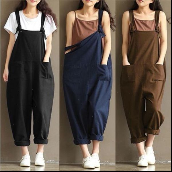 

fashion girls loose solid women jumpsuit strap dungaree harem trousers overall pants casual playsuits plus size  3xl, Black;white