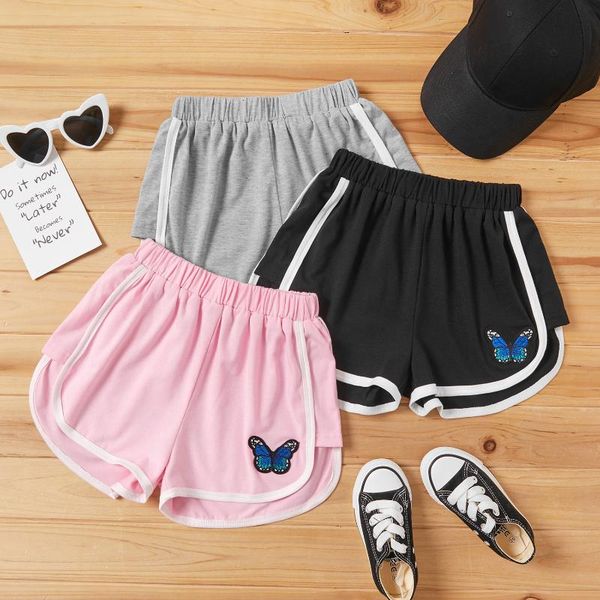 

shorts patpat pretty kid girl embroidered butterfly casual, Black