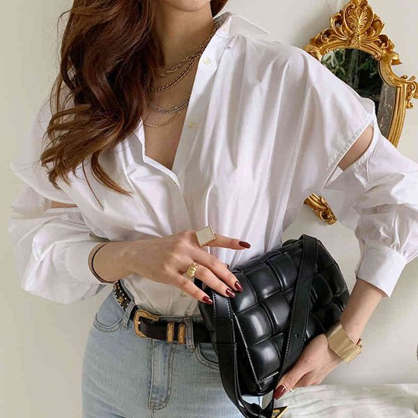 

women's blouses & shirts female white shirt with puffy sleeve, vintage casual plus size for women, spring and autumn clothes yo37