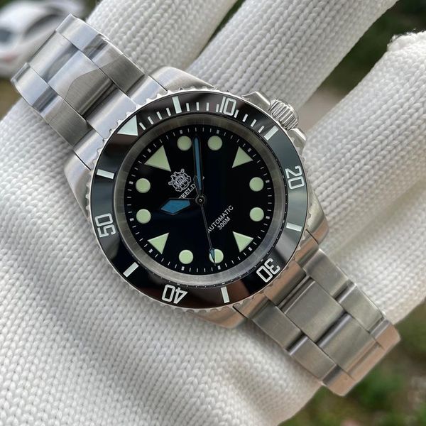 

wristwatches steeldive 2021 arrival sd1955 colorful hands 41mm stainless steel case 300m waterproof water ghost dive watch gift for man, Slivery;brown