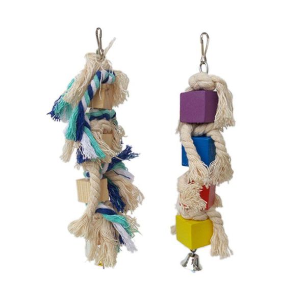 

other bird supplies 2pcs parrot chew toy blocks rope knot strands bite teeth grinding cage decor stand perch swing for lovebirds finch