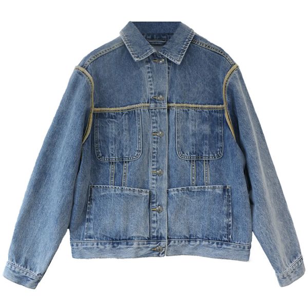 

jacket 2021 autumn and winter women's front patch pocket denim 644d, Black;brown