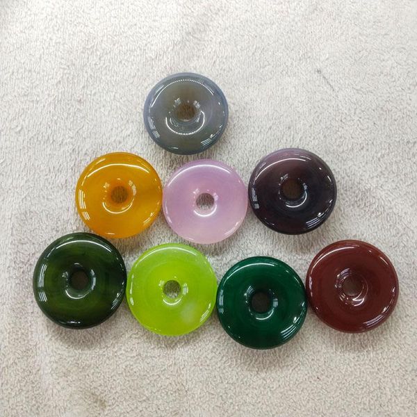 Colares pingentes em forma de coração colorido multicolorido tamanho grande anel de segurança pingentes homens mulheres natural jade escultura donut diy dinheiro cather ne