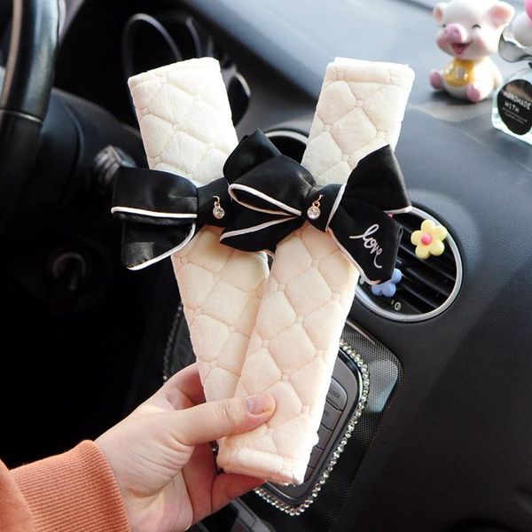 

safety belts & accessories 2 pcs comfortable soft plush seat belt covers cute bowknot car shoulder pad for adults kids protector interior